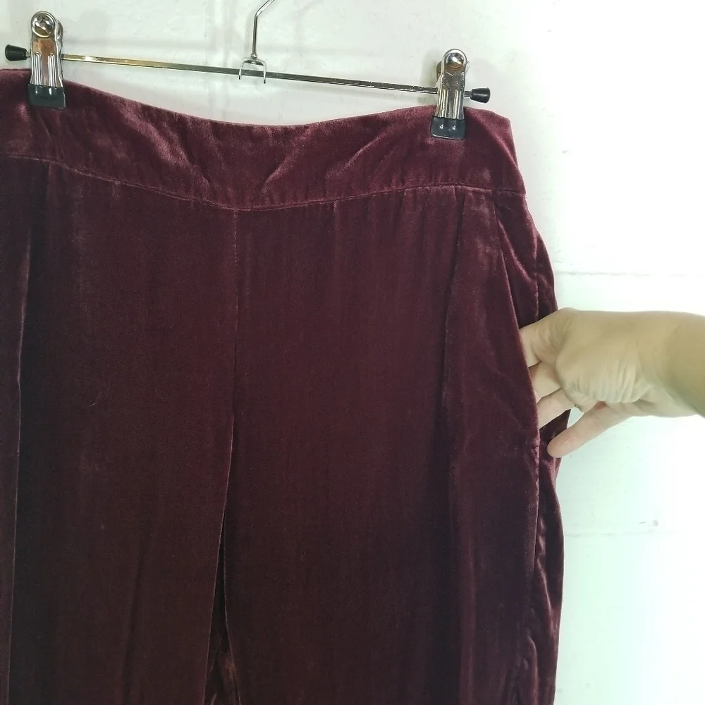J. Crew luxe burgundy velvet easy pull on pants